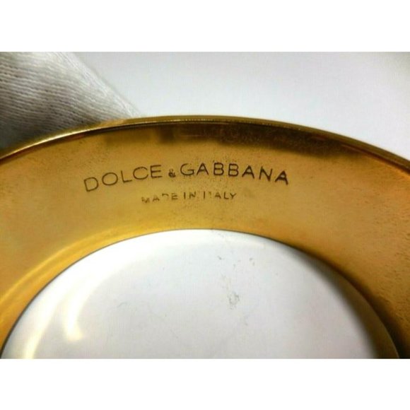 Dolce and Gabbana Brown Croc Gold Tone Cuff - Picture 2 of 11